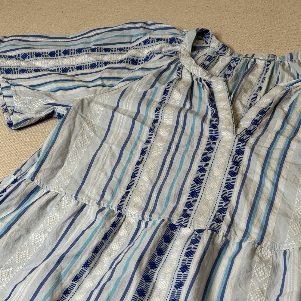 Style & Co. Blue and White Striped Tiered Midi Dress